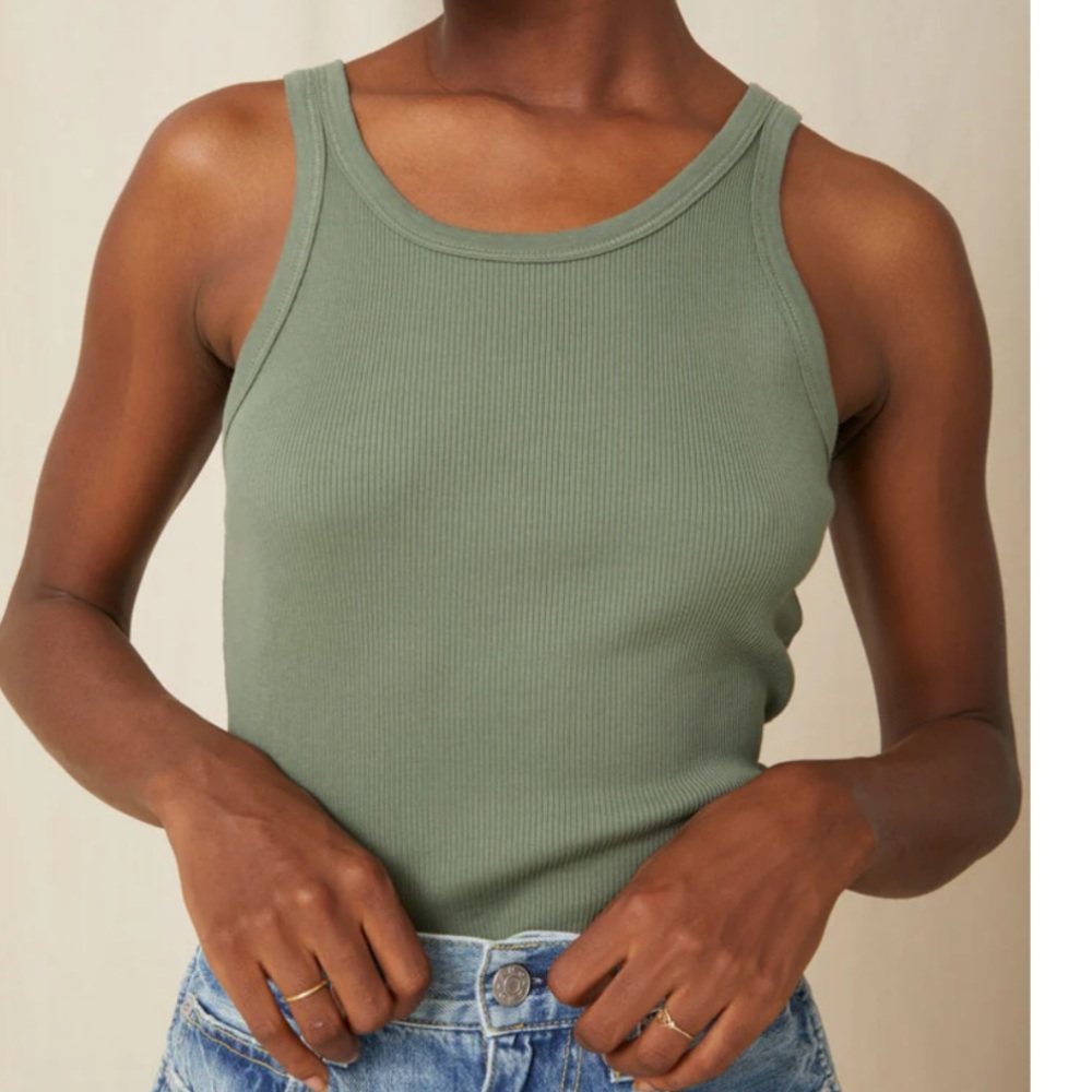 AMO never worn, long rib tank, color Army, size Large.  2 available!!